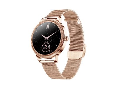 AVIZAR Eko Montre Connect&eacute;e 5.0 avec Capteur Cardiaque et Bracelet Milanais Dor&eacute;e