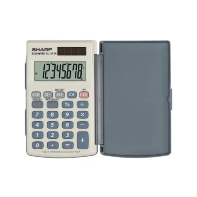 SHARP EL-243E - Calculatrice de poche - 8 chiffres - panneau solaire, pile - blanc 