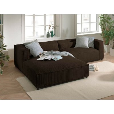 LISA DESIGN Ela - canap&eacute; d'angle gauche 4 places - en velours c&ocirc;tel&eacute; - style contemporain - Marron