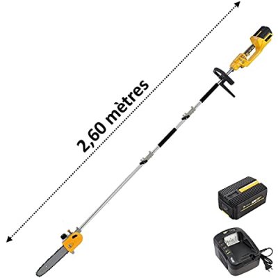 GT ELEC Elagueuse sur perche sans fil &agrave; batterie, 40 v, + batterie 4 ah + chargeur
