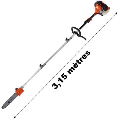 GT GARDEN Elagueuse thermique sur perche, 52 cm3, 3 cv, longueur 3.15 m&egrave;tres