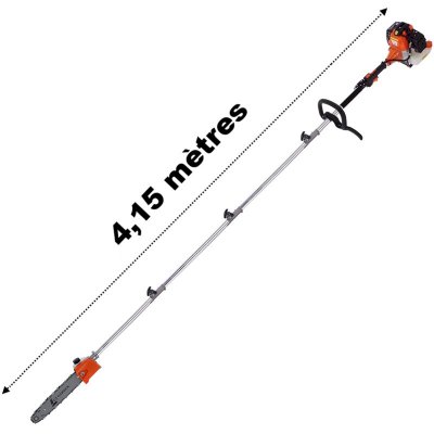 GT GARDEN Elagueuse thermique sur perche, 52 cm3, 3 cv, longueur 4.15 m&egrave;tres