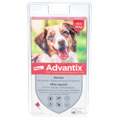 ADVANTIX Elanco  - Antiparasitaire Externe Moyen Chien, 6 pipettes