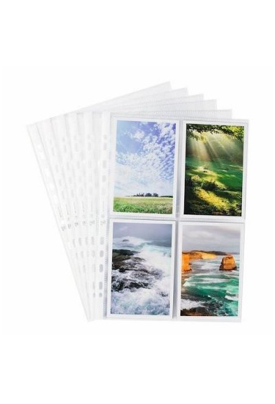 ELBA   pochettes perfor&eacute;es pour 8 photos 100 x 150, format a4 noir