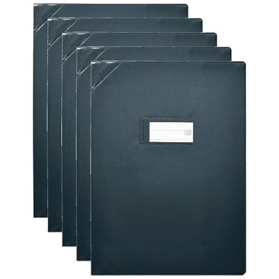 ELBA  Lot de 3 Prot&egrave;ge-cahiers PVC 150 Strong Line 24x32 cm opaque noir
