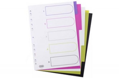 ELBA  Lot de 5 Intercalaires Polypro 3/10 eme MY COLOUR 12 touches