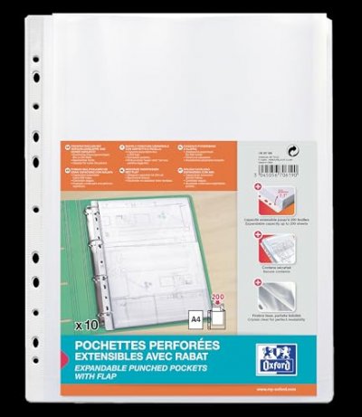 OXFORD ELBA pochette a soufflet, A4, PP, 0,2 mm