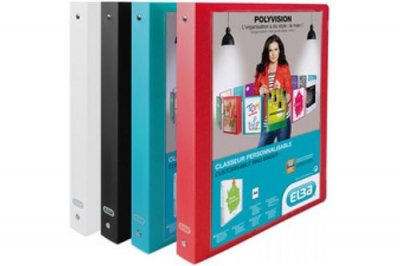ELBA  Polyvision Classeur &agrave; anneaux A4 Blanc/Noir/Rouge/Bleu, Assortiment, 1 Unit&eacute;