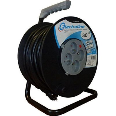 ELECTRALINE  20867017G Enrouleur Bricolage30m 16A - Section 3G1,5mm&sup2; Gris