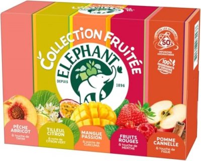 El&eacute;phant Collection Th&eacute; fruit&eacute;e - 50 sachets fra&icirc;cheur fruit