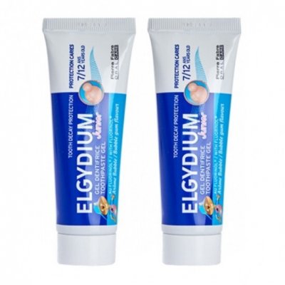 ELGYDIUM  JUNIOR - Dentifrice Bubble Gum 7-12 ans, 2 tubes de 50ml