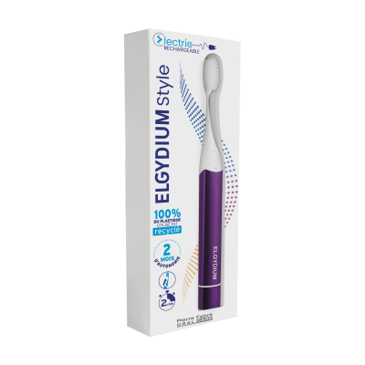 ELGYDIUM  Style Electric - Brosse &agrave; dents &eacute;lectrique rechargeable raisin p&eacute;tillant