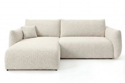 CASANOVA PARIS Elio - Canap&eacute; D'angle Convertible Tissu Bouclette 4 Places Beige