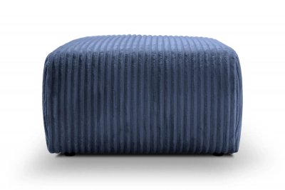 CASANOVA PARIS ELIO - Pouf en velours c&ocirc;tel&eacute; Bleu 74x74x41