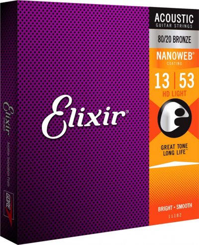 ELIXIR  11182 Nanoweb HD Light Cordes pour guitare folk 13-53