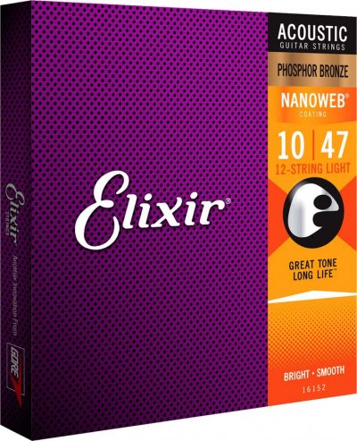 ELIXIR  16152 Phosphore Bronze - Jeu De Cordes Guitare Acoustique 12 Cordes 10-47