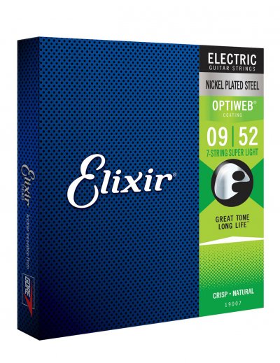 ELIXIR  Optiweb 19007 - Jeu De Cordes Super Light Guitare &Eacute;lectrique 7 Cordes - 09/52