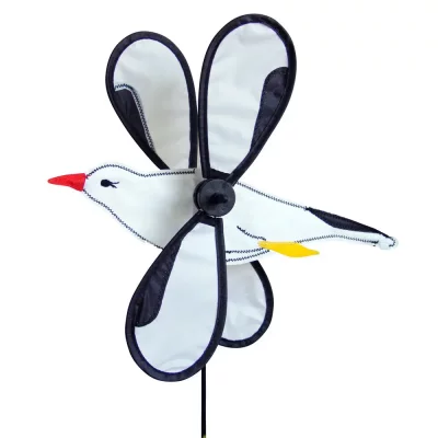 ELLIOT  - Moulin &agrave; vent grande mouette - Blanc et noir - Hauteur 43 cm 