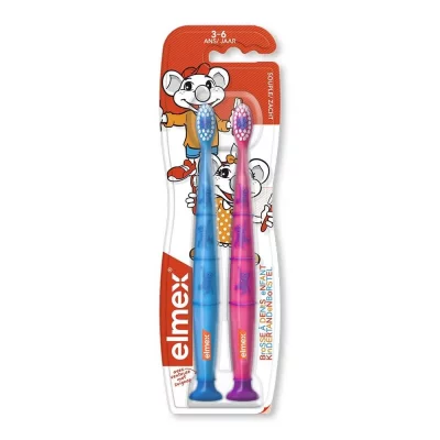 ELMEX  Enfant Brosse &agrave; Dents 3-6 Ans Duo - Blister 2 brosses &agrave; dents
