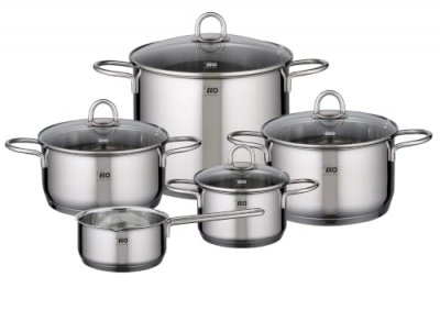 BAUMALU Elo set de cuisson 5 pi&egrave;ces en acier inoxydable 18 10 rubis