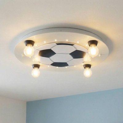 ELOBRA  Plafonnier Football, 4 lampes, argent&eacute;-blanc