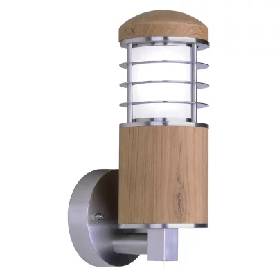 ZUMA LINE Elstead Poole - Applique murale ext&eacute;rieure &agrave; 1 ampoule en acier inoxydable, teck IP44, E27