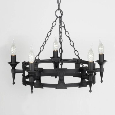ELSTEAD  Suspension m&eacute;di&eacute;vale SAXON fer forg&eacute; noire