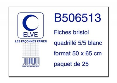 ELVE  b506513 25 fiches bristol 190 g blanc 