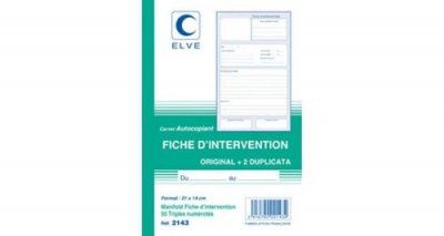 EXACOMPTA Elve Manifold Ficher D'intervention Format 210x140 50 Feuillets Tripli