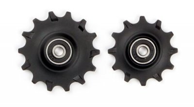 ELVEDES  roues jockey 12/14 dents 11 / 12V 2 pi&egrave;ces noires