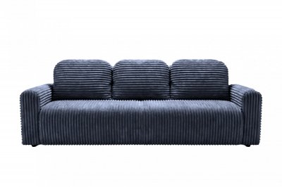 CASANOVA Elvis - Canap&eacute; Droit Convertible Gros Velours C&ocirc;tel&eacute; 3 Places Bleu