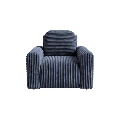 CASANOVA PARIS Elvis - Fauteuil Gros Velours C&ocirc;tel&eacute; - Bleu