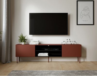 BEST MOBILIER Elvis - Meuble Tv 200 Cm - 2 Portes Et 2 Niches - Terracotta