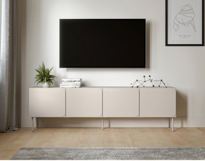 BEST MOBILIER Elvis - Meuble Tv 200 Cm - 4 Portes - Beige