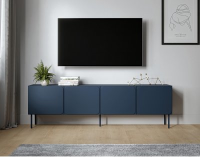 BEST MOBILIER Elvis - meuble tv 200 cm - 4 portes - Bleu