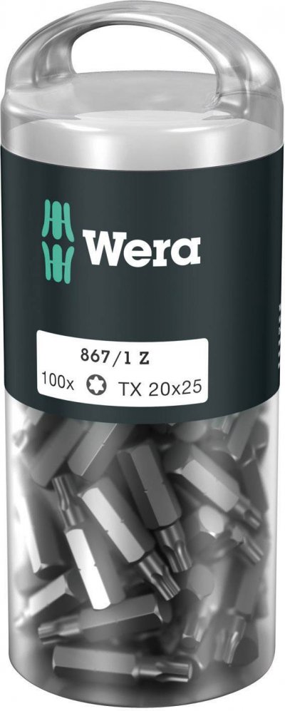 WERA Embout TORX PZ 1/4'' grand pack, 25 mm de long, Dimensions : T 10
