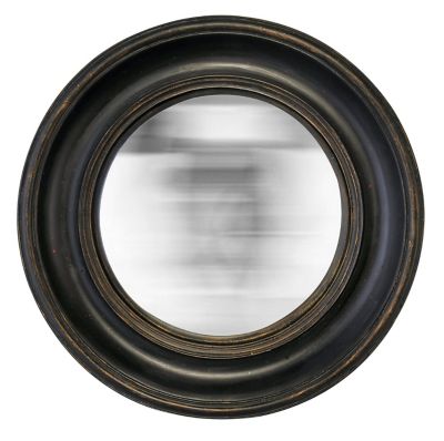 EMDE  Miroir Mural Rond Convexe en r&eacute;sine Noir et dor&eacute; D.20cm IZLI