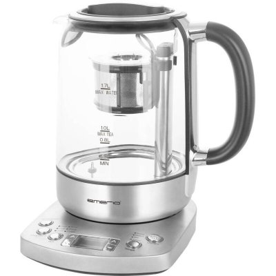 EMERIO  WK-122248 Bouilloire sans fil, sans BPA, avec &eacute;cran argent, noir