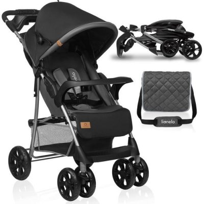 LIONELO EMMA PLUS Poussette pliable avec sac &agrave; langer Gris anthracite