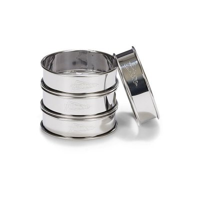 PATISSE Emporte pi&egrave;ce cercle &agrave; tarte en inox + recettes - Lot de 4 MALI'S
