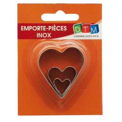 DTM Emporte pi&egrave;ce inox pour modelage Coeur x 3 -  - couleur variant
