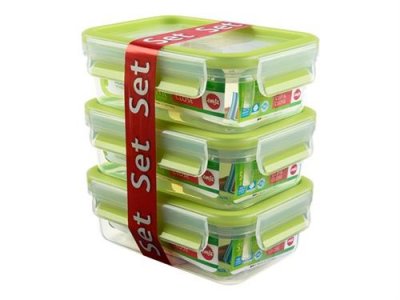 EMSA  Bo&icirc;te de conservation CLIP & CLOSE kit de 3, 0,55 l - Lot de 2