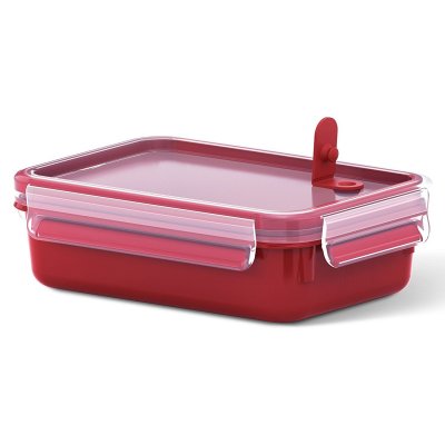 EMSA  Bo&icirc;te pour micro-ondes CLIP & MICRO, 0,80 L, rouge - Lot de 3