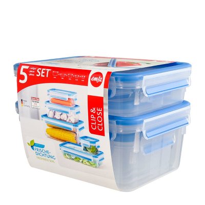 EMSA  - Lot de 5 boites Clip&Close rectangulaire tailles.assorties