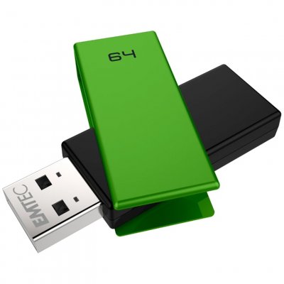 EMTEC  C350 Brick 2.0 lecteur USB flash 64 Go Connecteur USB Type-A Noir, Vert 