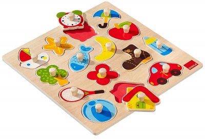 GOULA Encastrement 15 pi&egrave;ces en bois : puzzle silhouettes