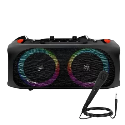 AVIZAR Enceinte Bluetooth 47&times;24cm Portable 4000mAh 2x Haut-parleurs 10W avec Micro  Noir