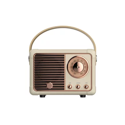 AVIZAR Enceinte Bluetooth 5.0 3W RMS Mod&egrave;le Auteuil avec Poign&eacute;e de Transport Beige