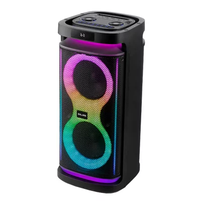 AVIZAR Enceinte Bluetooth 5.0 TWS 40W avec Effets Lumineux Mod&egrave;le Party X40 avec Radio Noir