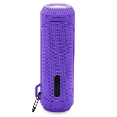 YONIS Enceinte Bluetooth Etanche Ext&eacute;rieure Avec Poign&eacute;e Mousqueton et Lampe SOS Autonomie 7h Violet
